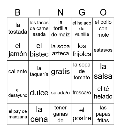 Entre culturas 4B Bingo Card