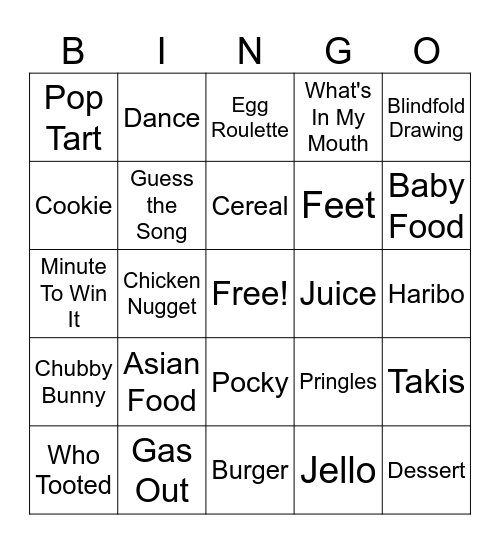 00:01 Bingo Card