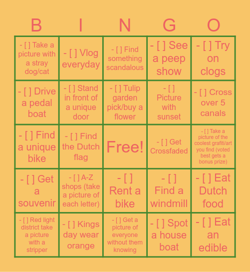 Amsterdam!! Bingo Card