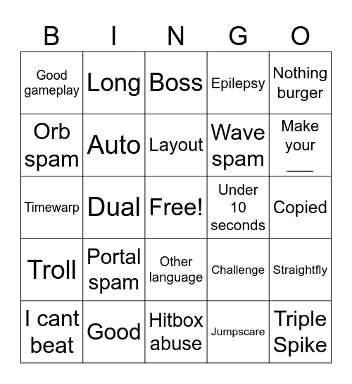 GD Bingo Card