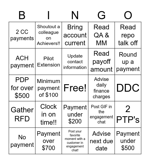 ASG "TUT" Bingo Card