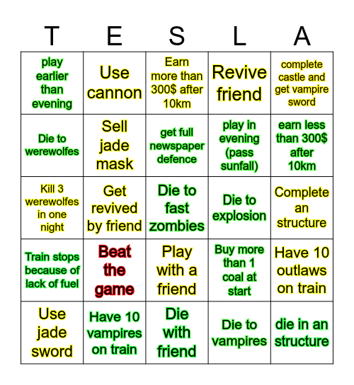 Dead rails bingo (easy) Bingo Card