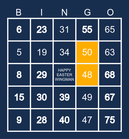 EASTER Bingo Card