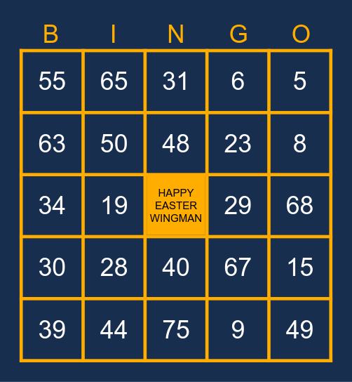 EASTER Bingo Card