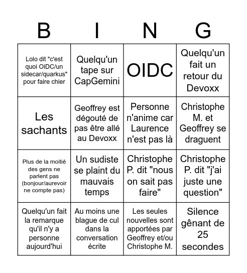 M2C Bingo Card