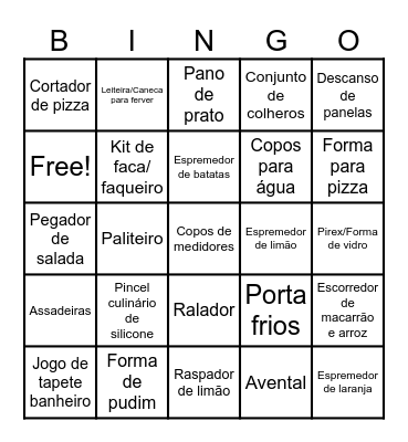Chá de Panela Kamila e Victor Bingo Card