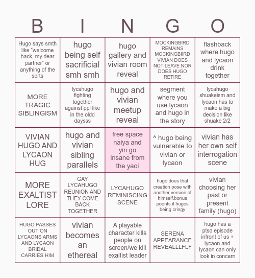 (1.7) the yaoiful saints have spoken Bingo Card
