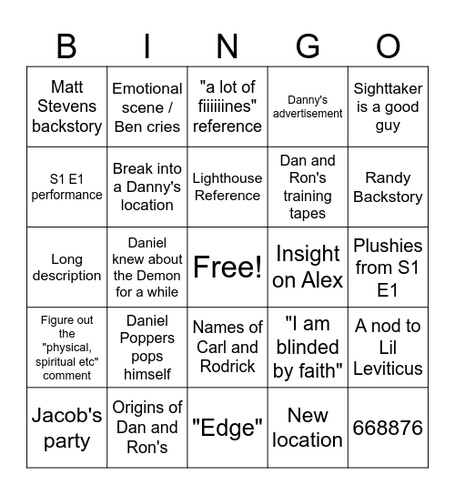 BBF BINGO!! Bingo Card