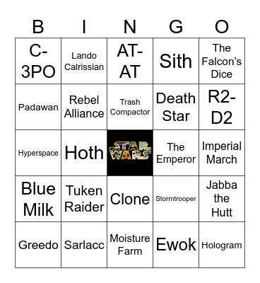 Star Wars Bingo Card