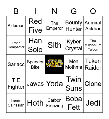 Star Wars Bingo Card