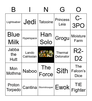 Star Wars Bingo Card