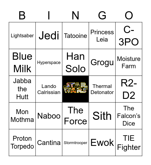Star Wars Bingo Card