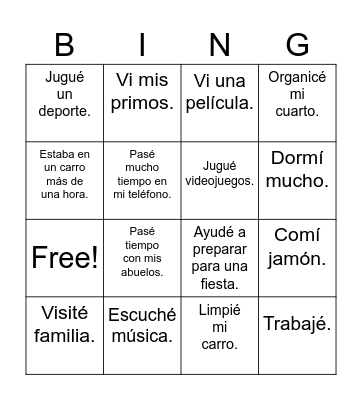 Break Chat Bingo Card