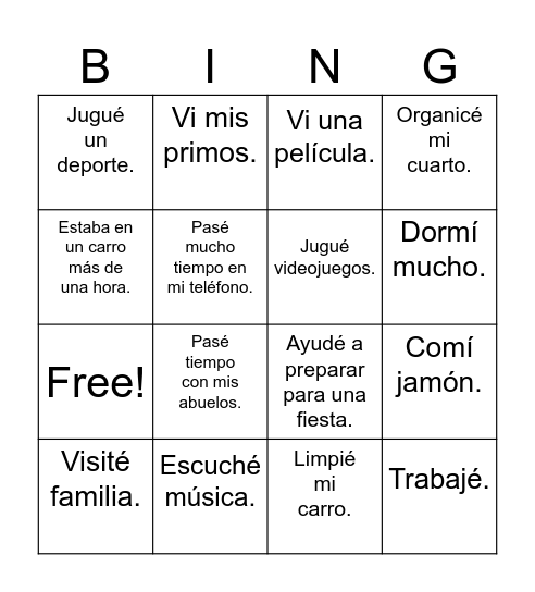 Break Chat Bingo Card