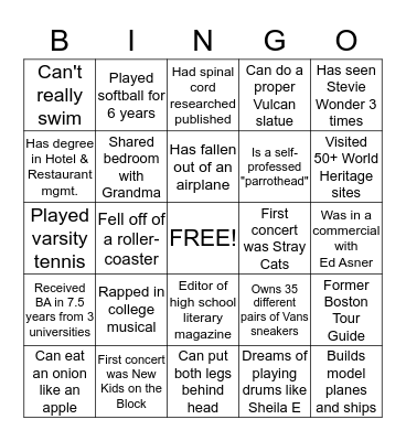 SFS Retreat Facts Bingo! Bingo Card