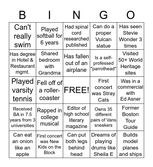 SFS Retreat Facts Bingo! Bingo Card