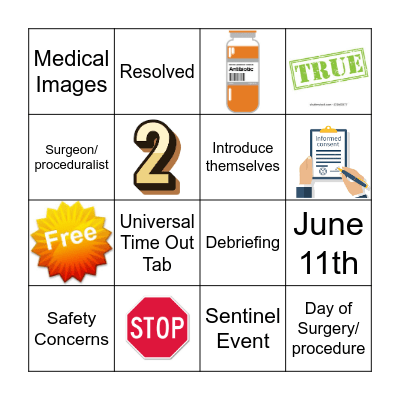 Time Outs Bingo Card