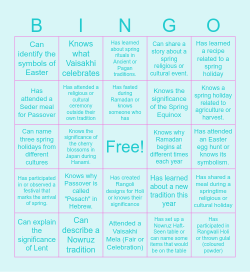 Spring is in the Air! Bingo Card