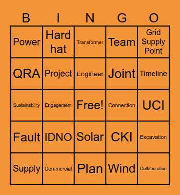 UKPN Bingo Card