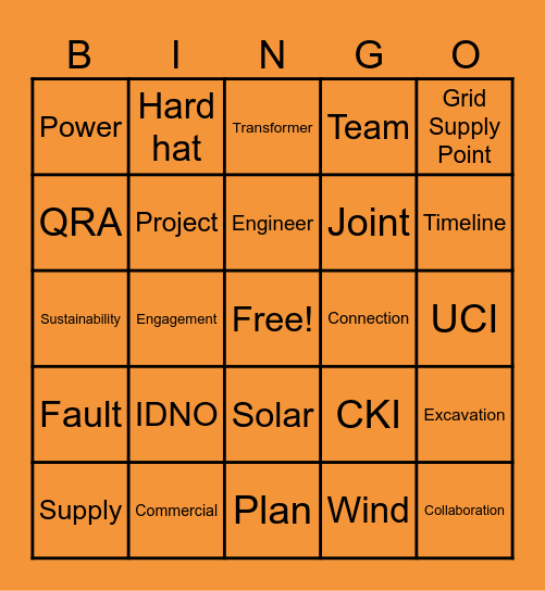 UKPN Bingo Card