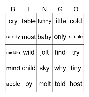 Ending Patterns Review Bingo Card