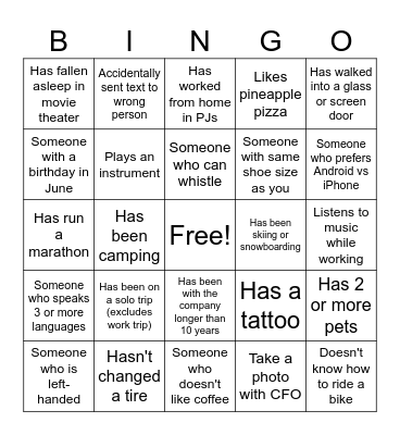 CFO Conference Bingo Card