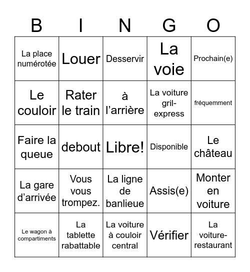Bon Voyage 2 ch 4: Les voyages interessants Bingo Card