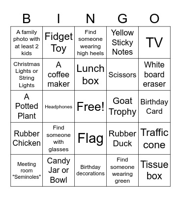 Bingo Scavenger Hunt Bingo Card