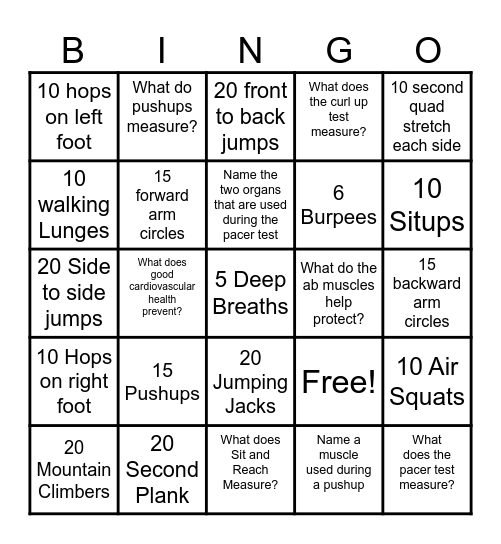 Walking Wellness Bingo Card