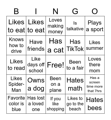Connections Bingo Card