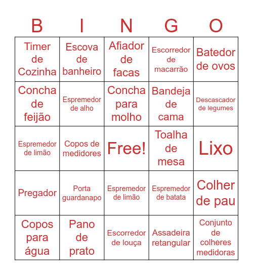 Chá de Cozinha da Kamila Bingo Card