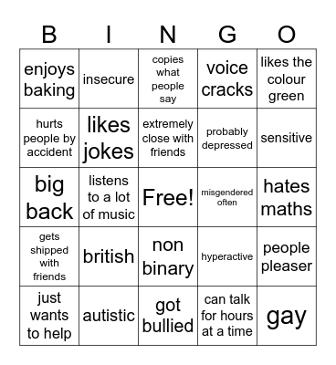 idgaf Bingo Card
