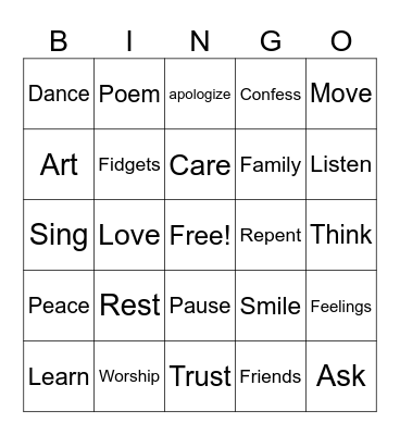 Peace Bingo Card