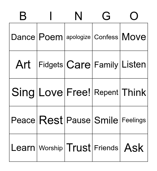 Peace Bingo Card