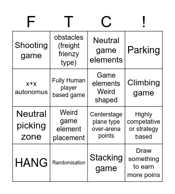 New FTC season BINGO Card