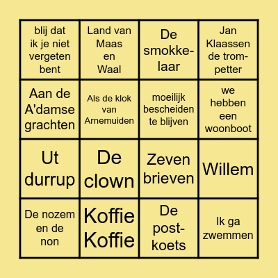 MUZIEK BINGO 2 Bingo Card