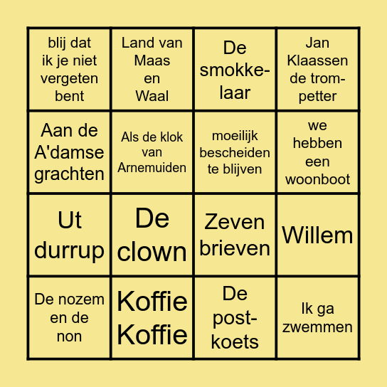 MUZIEK BINGO 2 Bingo Card