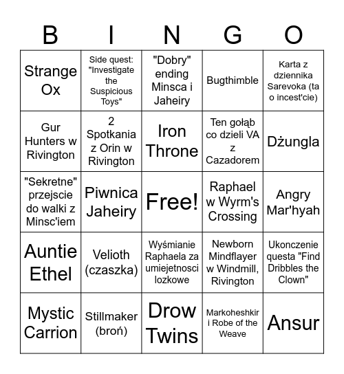 Co Krzysiu missnie w akcie 3? Bingo Card