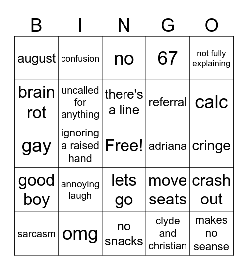 geomtry Bingo Card