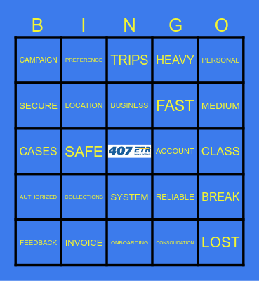 407 ETR - CUSTOMER OPERATIONS Bingo Card