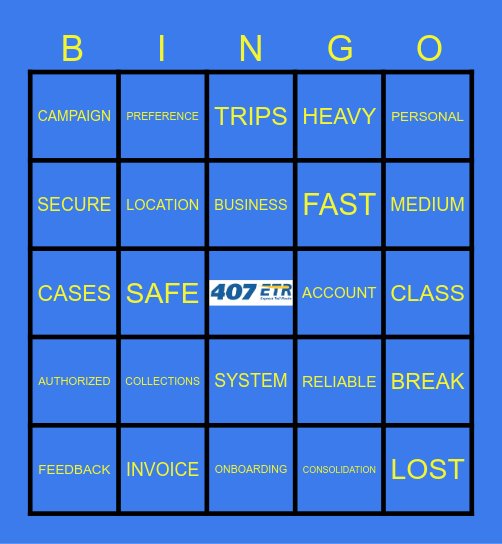 407 ETR - CUSTOMER OPERATIONS Bingo Card