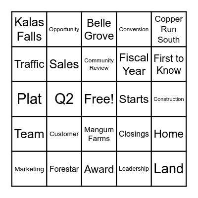 Raleigh North Mid-Year Celebration Bingo Card