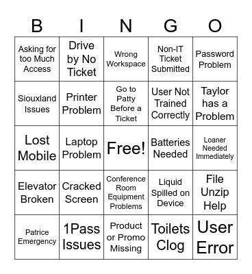 IT Week Bingo Card