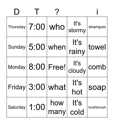 Spring Semester Review Bingo Card