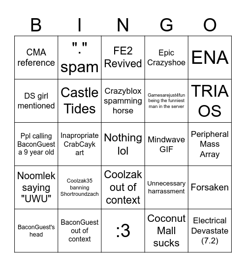 CBG Community Bingo Card