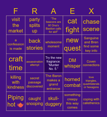 Scented Schemes & Royal Dreams Bingo Card