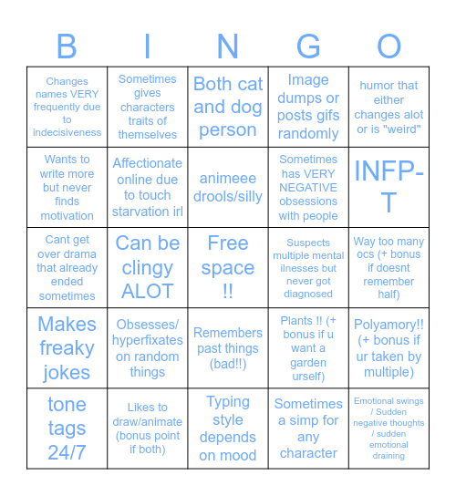 How much do u relate 2 me?? Bingo Card