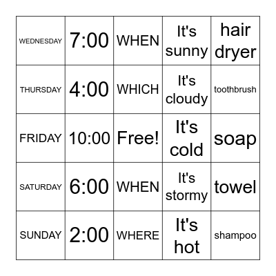 SPRING SEMESTER REVIEW Bingo Card