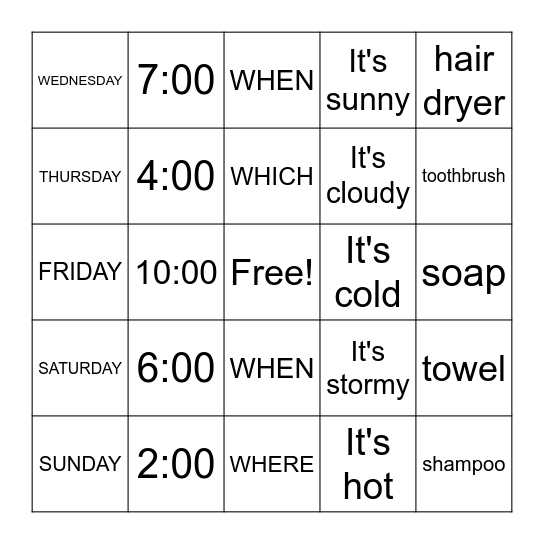 SPRING SEMESTER REVIEW Bingo Card