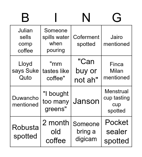 SGCN June Cupping Bingo Card